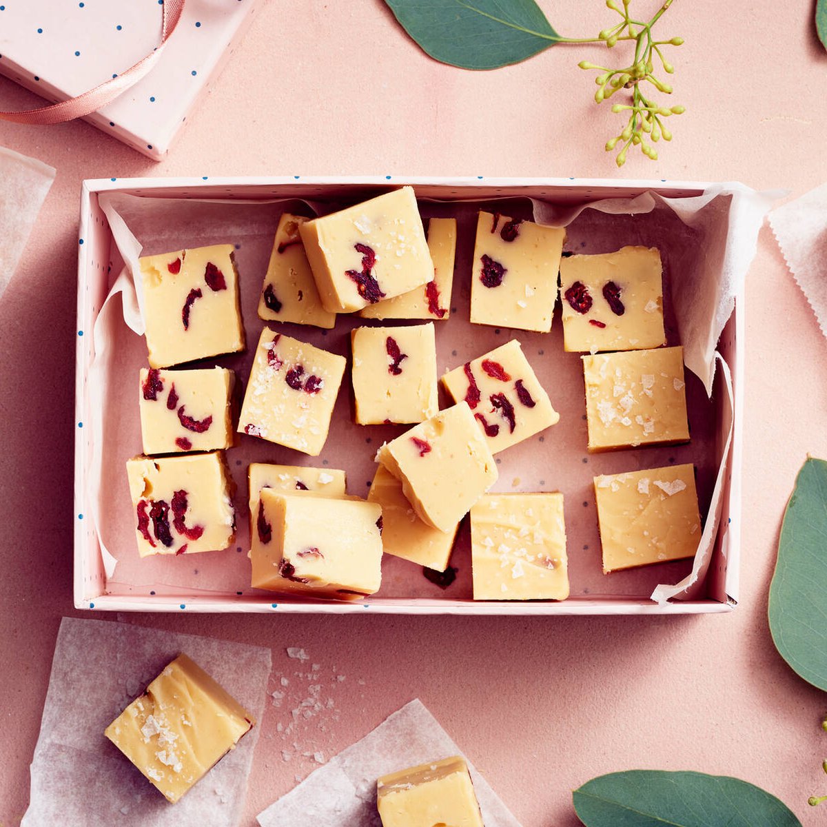 Kinuski-karpalofudge