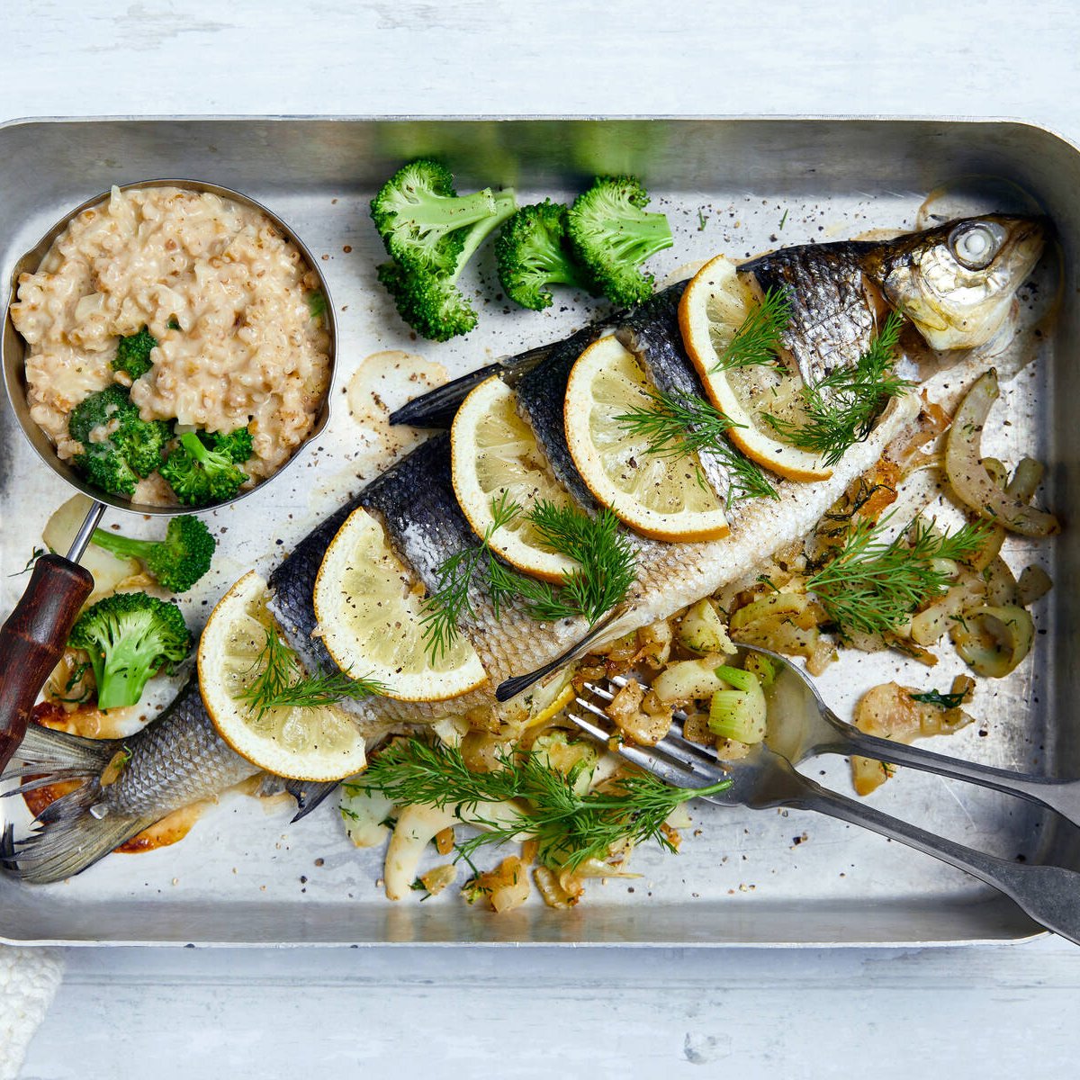 Sitruunainen uunikala & parsakaalirisotto