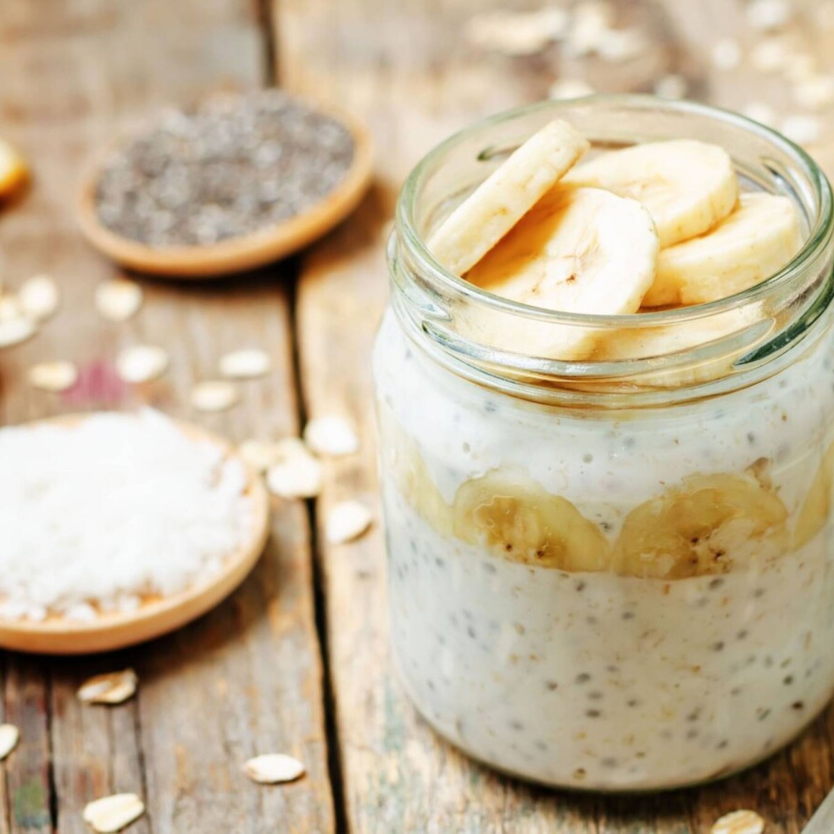 Overnight oats med banan och jordnötssmor