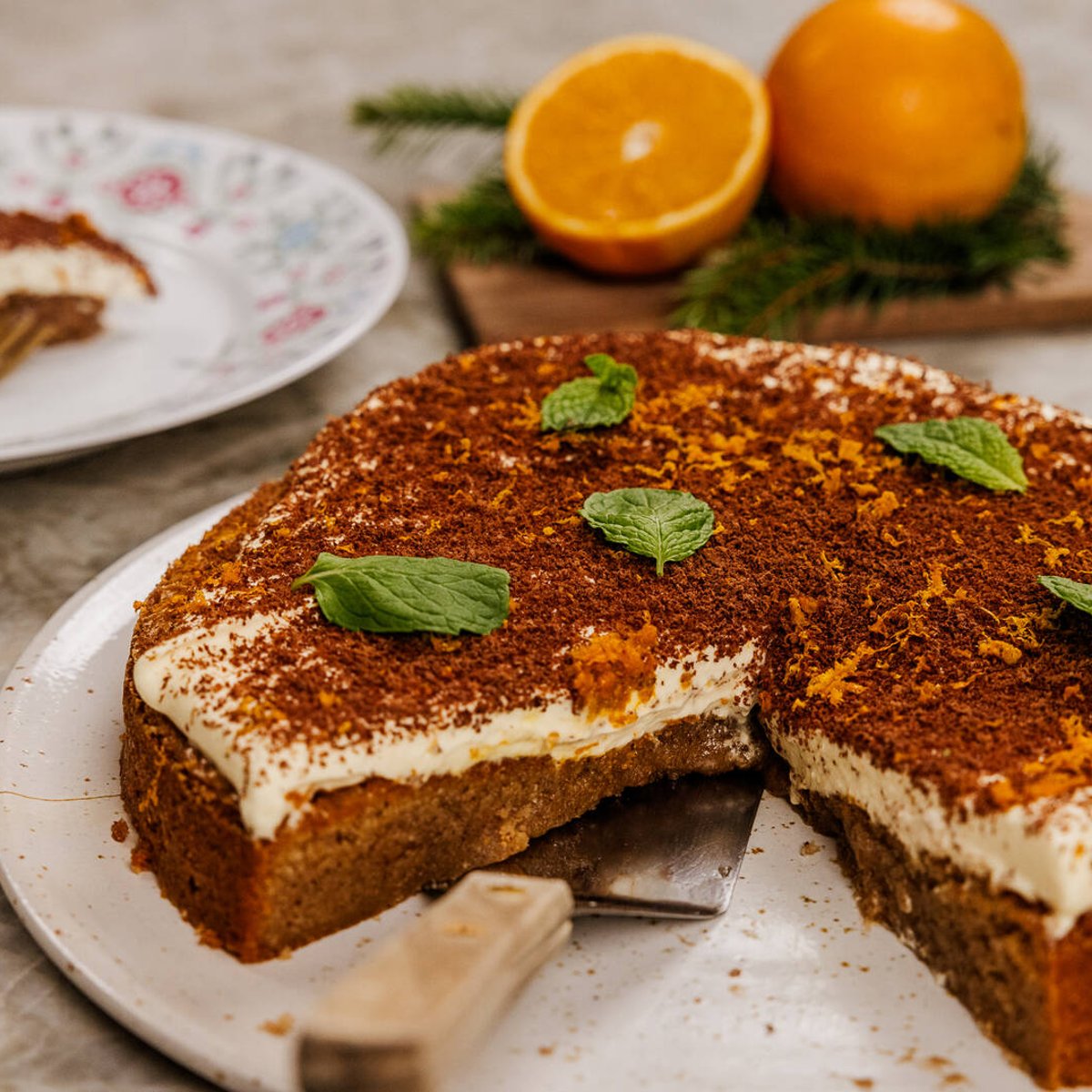 Julig kladdkaka med apelsingrädde