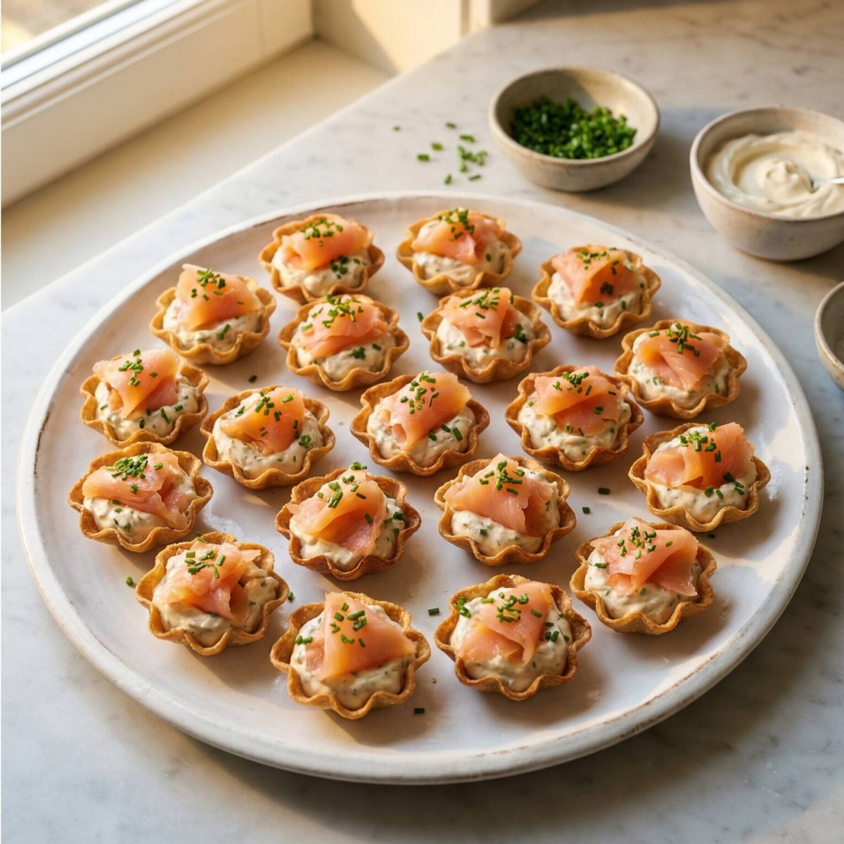 Krustader med crème fraiche och lax