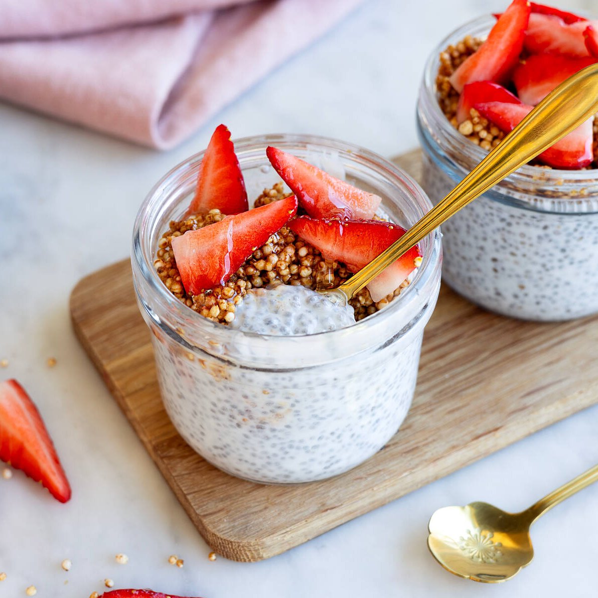 Vaniljchiapudding med quinoapuffar