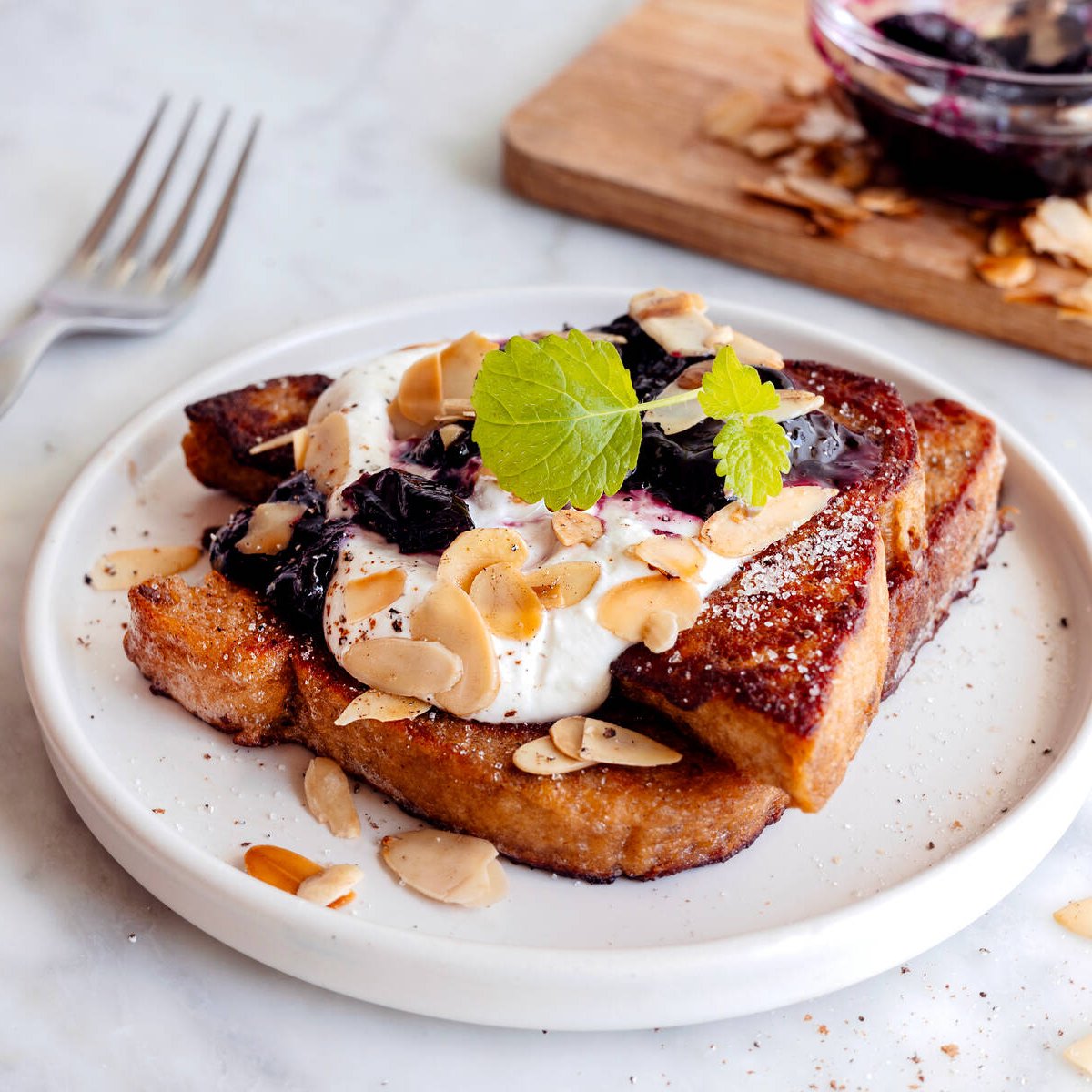 French toast med körsbär