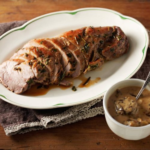 Sokerisuolattua porsaanfileetä ja luumu-kuminakas