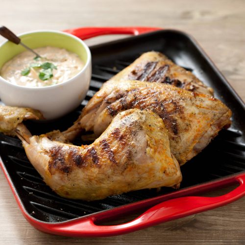 Grillatut broilerinkoivet ja limetti-korianteridi