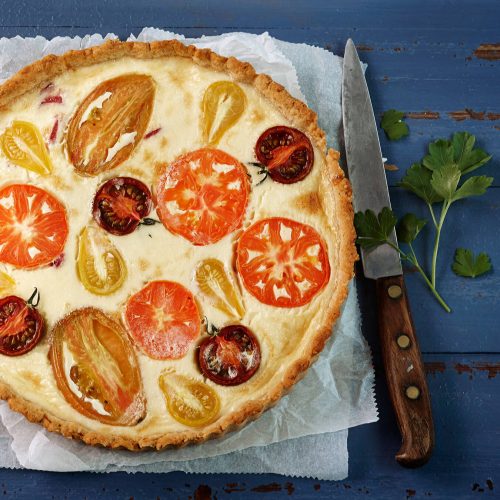 Juustoinen tomaattipiirakka