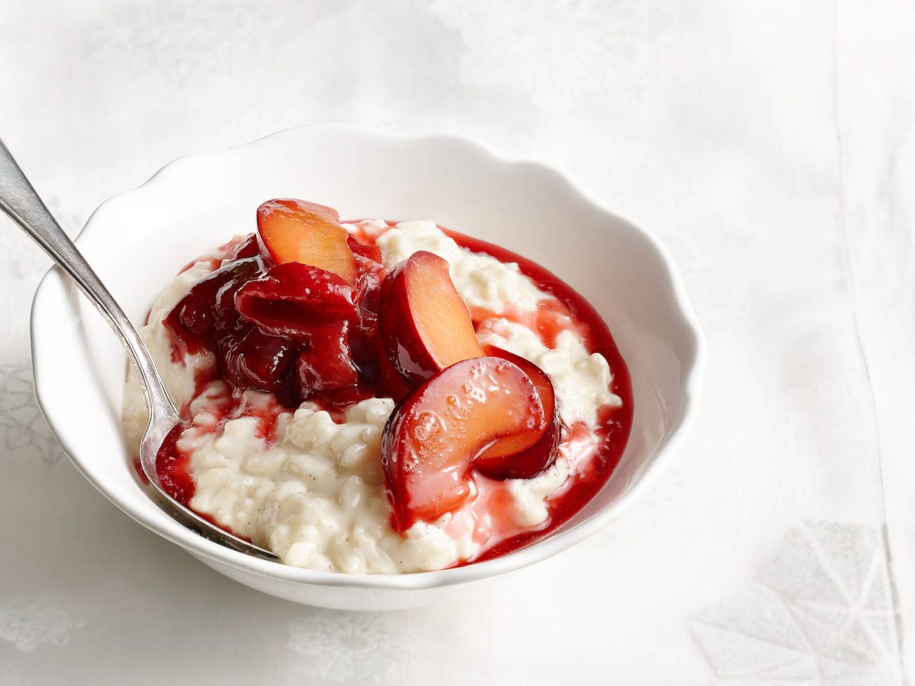 Vaniljarisotto & luumukompotti