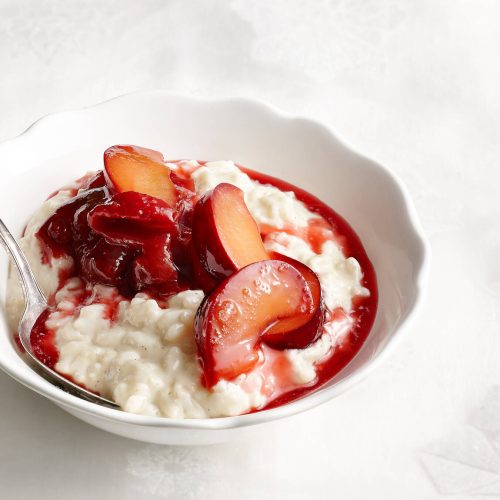 Vaniljarisotto & luumukompotti