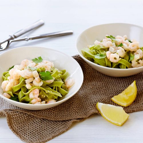 Katkarapu-valkosipulifettuccine