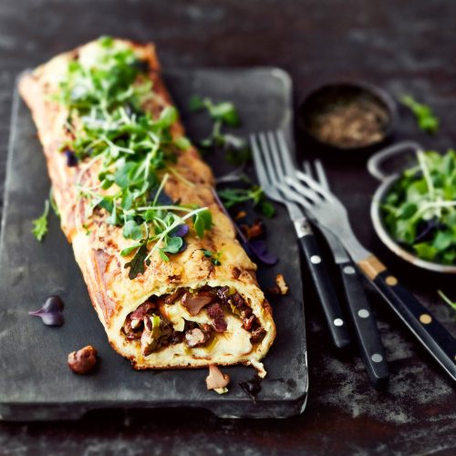 Juustoinen sieni-munakasrulla