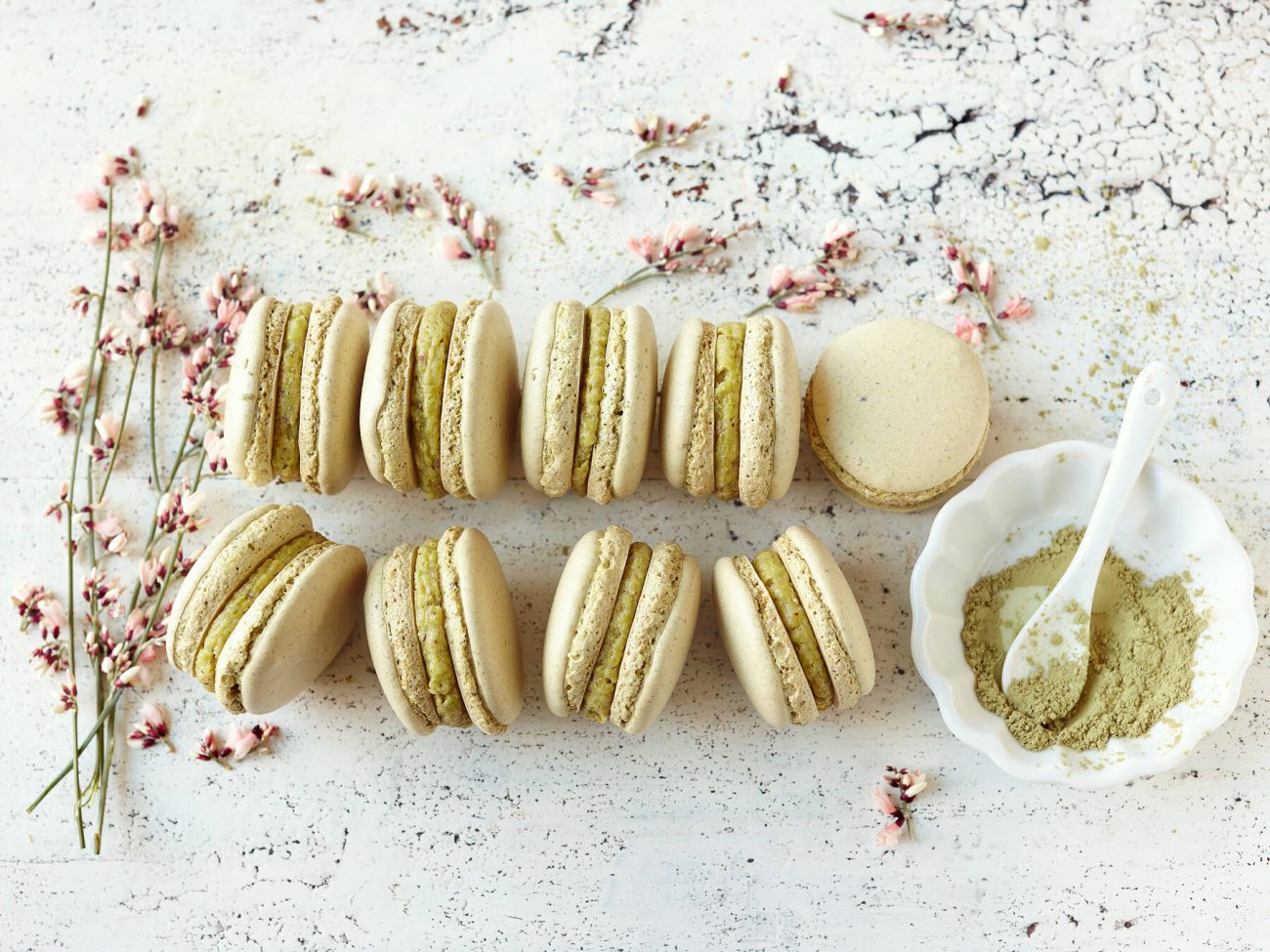 Matcha-pistaasimacarons