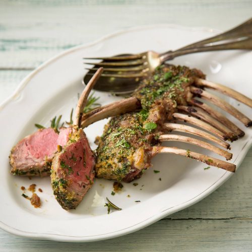 Yrtti-sinappikuorrutettu karitsankare