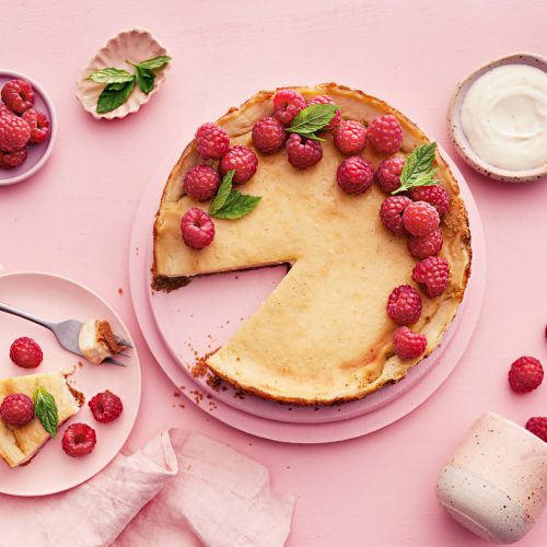 Vegaaninen paistettu juustokakku