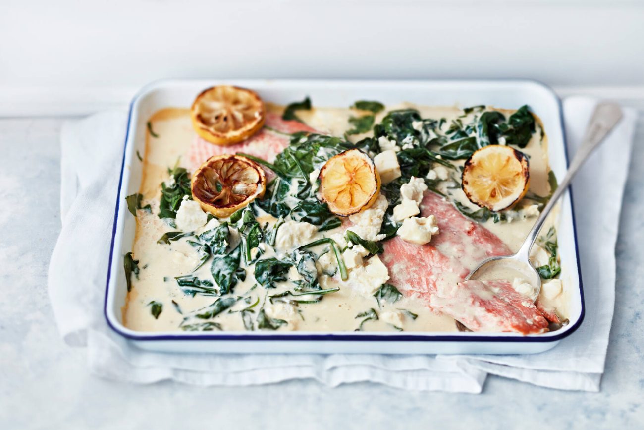 Pinaatti-sitruunauunilohi