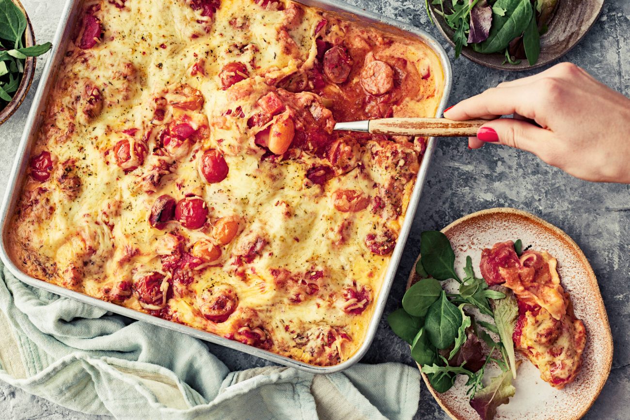 Chorizolasagne pellillä