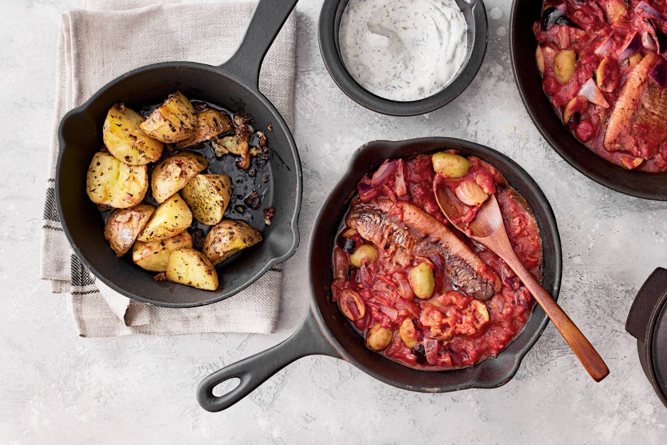 Pannusilli ja paahdetut yrttiperunat