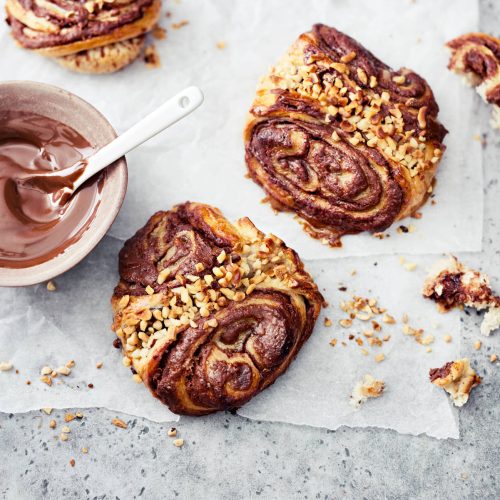 Suklaa-hasselpähkinäkorvapuustit