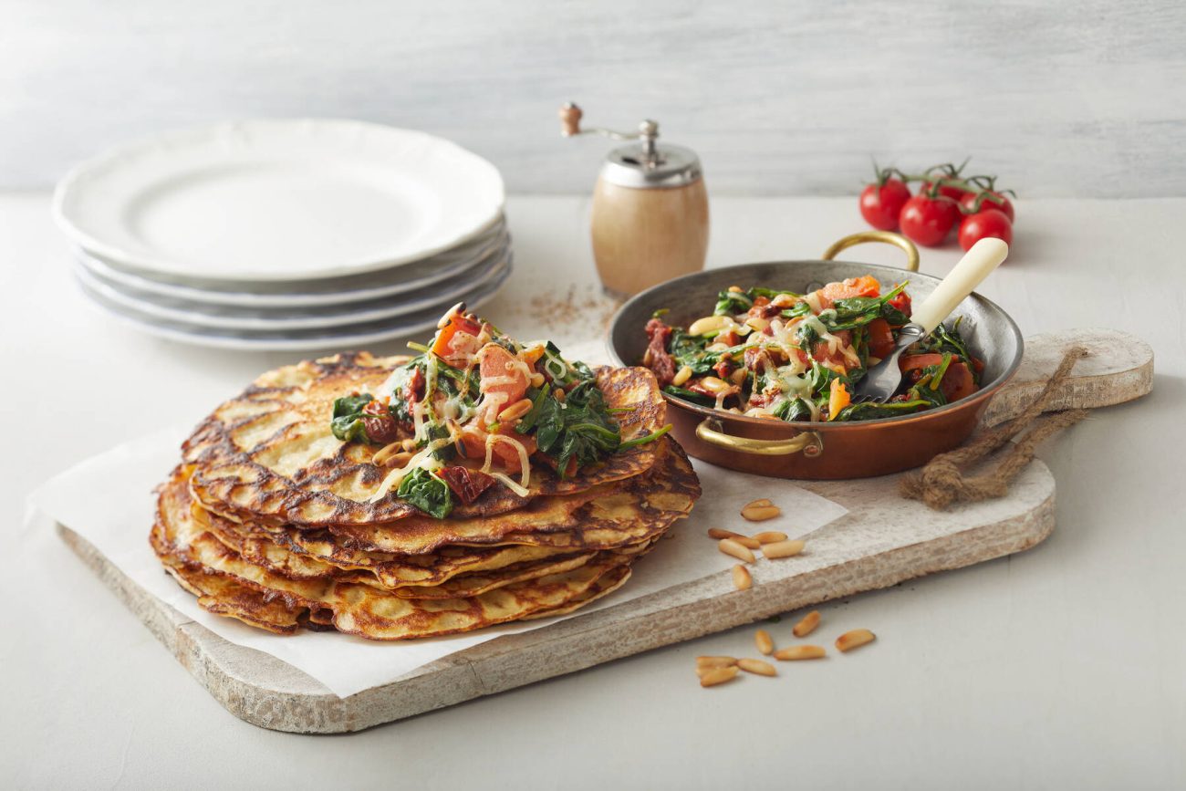 Pinaatti-juustotäyte letuille