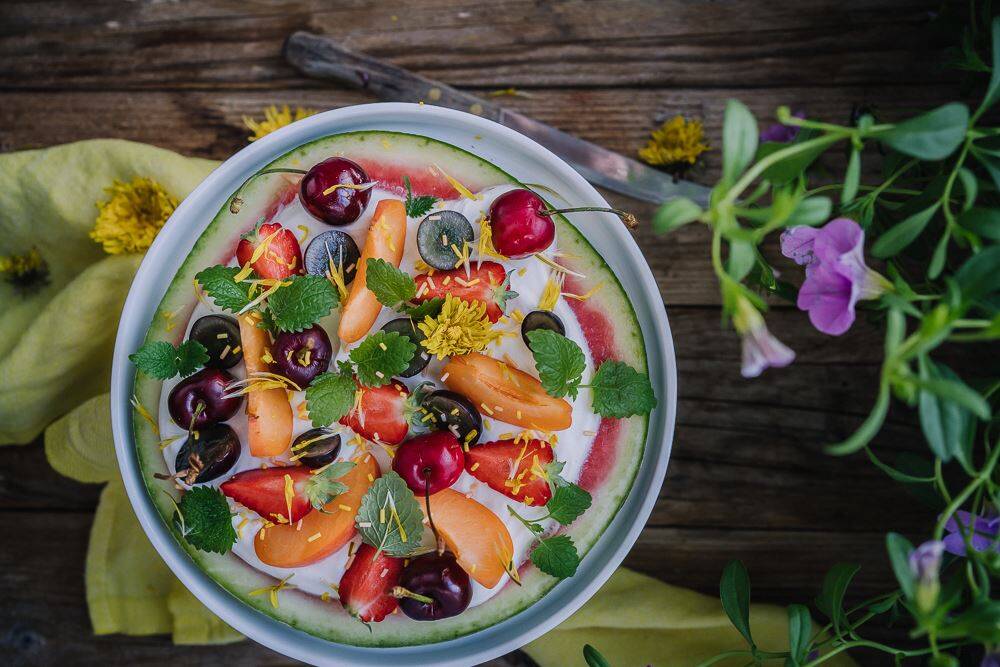 Satokausikalenterin vesimelonipizza jälkiruoka