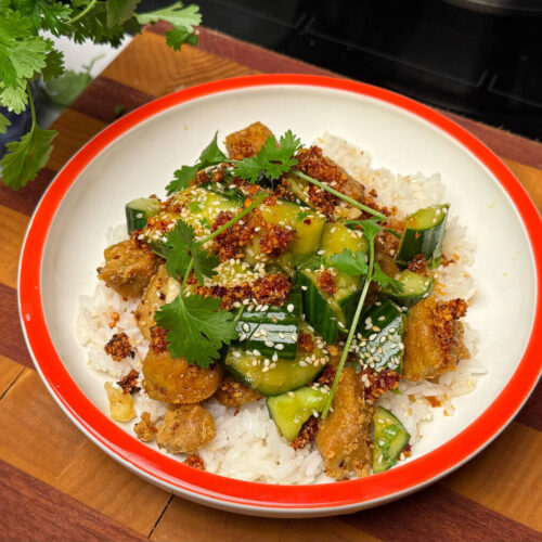 Imanin ja Leenan rapea valkosipulitofu