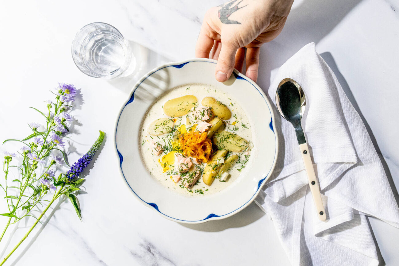 Teemu Laurellin lohikeitto sahrami-sofritolla