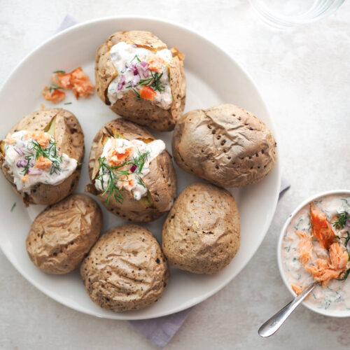 Uuniperuna airfryerissa ja savulohitäyte