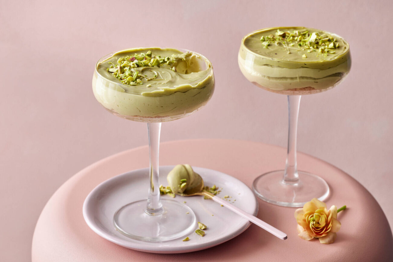 Pistaasijuustokakku lasissa