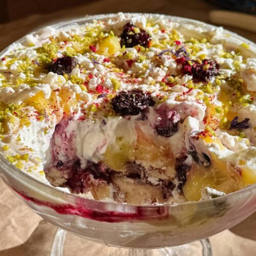 Imanin ja Leenan sitruuna-kirsikkatrifle