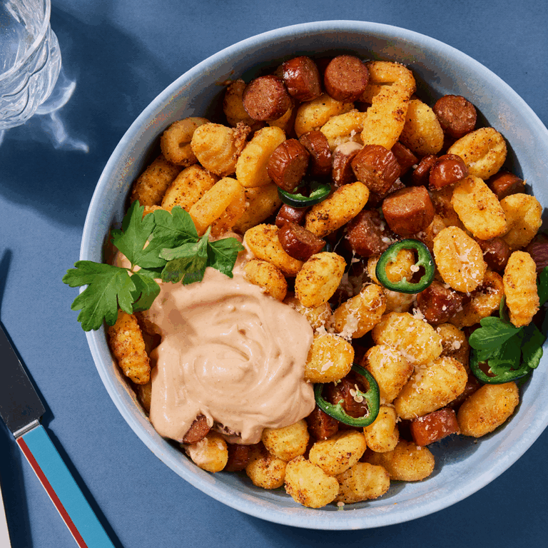 Gnocchi makkaraperunat airfryerissa