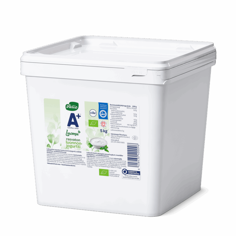 Valio A+™ Luomu™ luonnonjogurtti maustamaton rasvaton laktoositon 5 kg