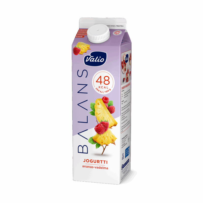 Valio Balans jogurtti ananas-vadelma rasvaton laktoositon 1 kg