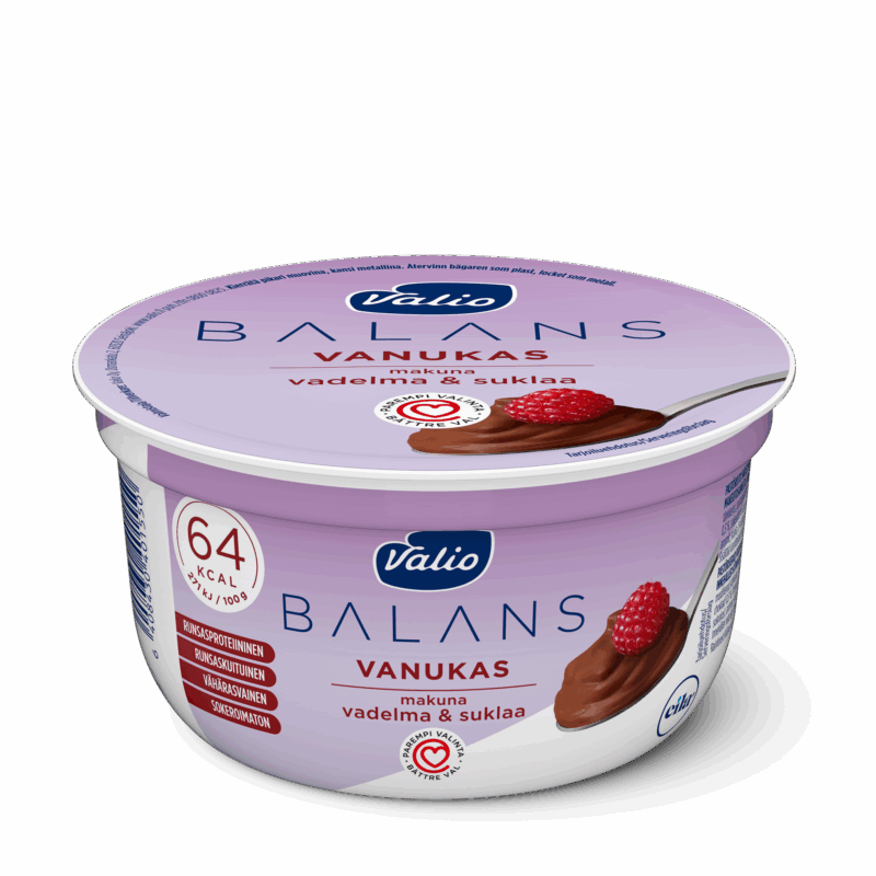 Valio Balans vanukas vadelma-suklaa laktoositon 150 g