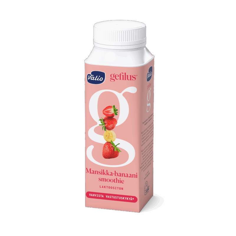 Valio Gefilus® Smoothie jogurttijuoma mansikka-banaani laktoositon 2,5 dl