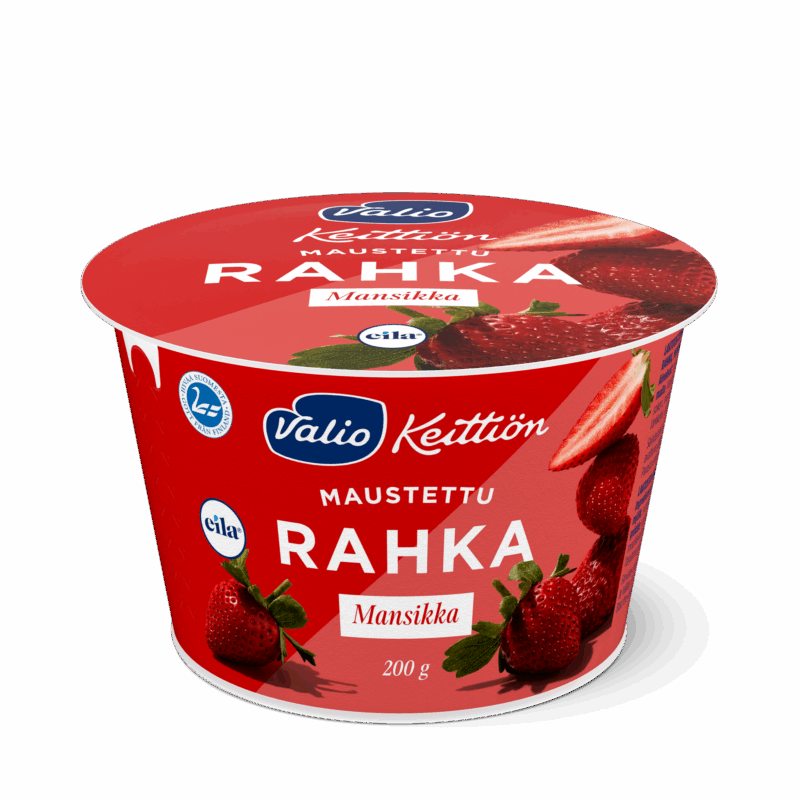 Valio Keittiön maustettu rahka mansikka laktoositon 200 g