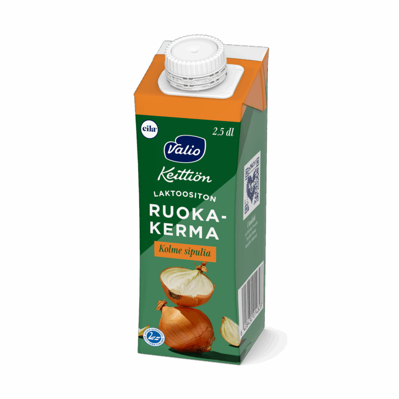 Valio Keittiön ruokakerma kolme sipulia UHT laktoositon 2,5 dl