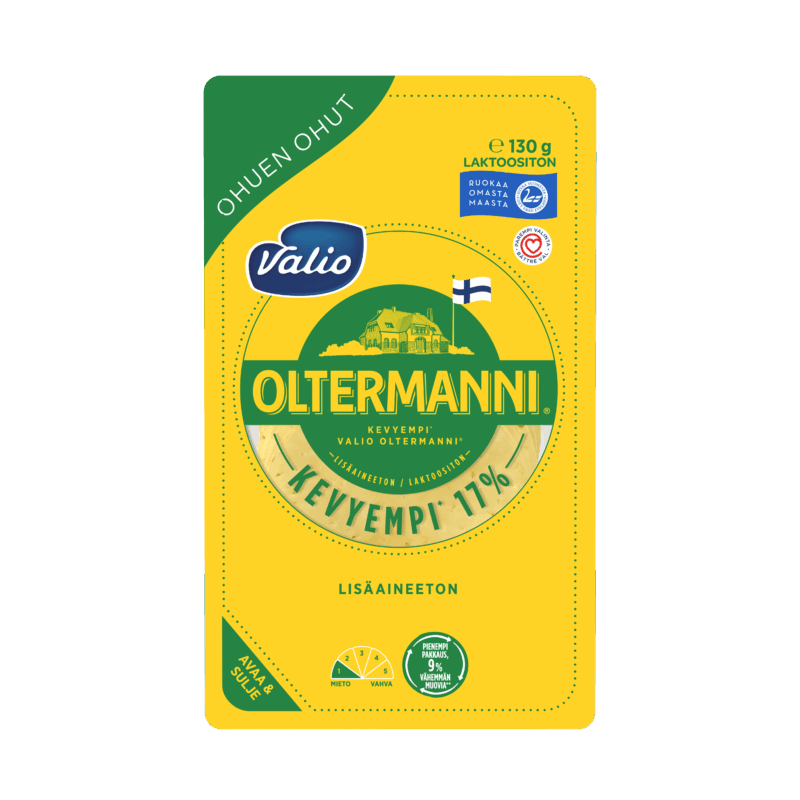 Valio Oltermanni® Kevyempi 17 % ohuen ohut kermajuustoviipale  e130 g