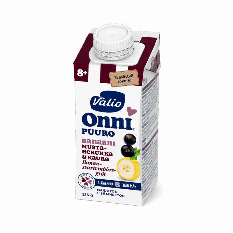 Valio Onni® Banaani-mustaherukkakaurapuuro 215 g UHT (alk 8 kk)