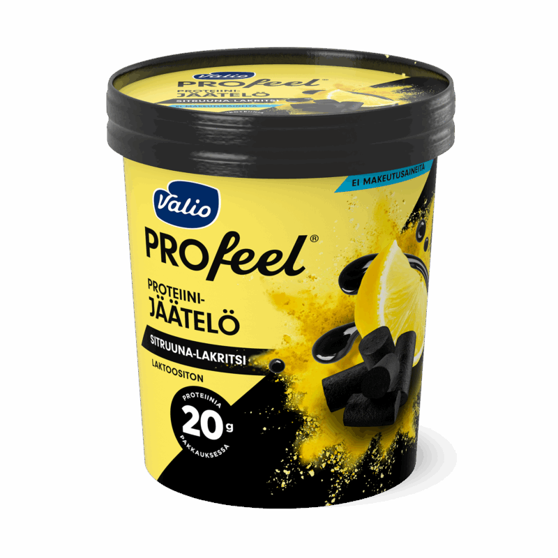 Valio PROfeel® proteiinijäätelö 480 ml sitruuna-lakritsi laktoositon