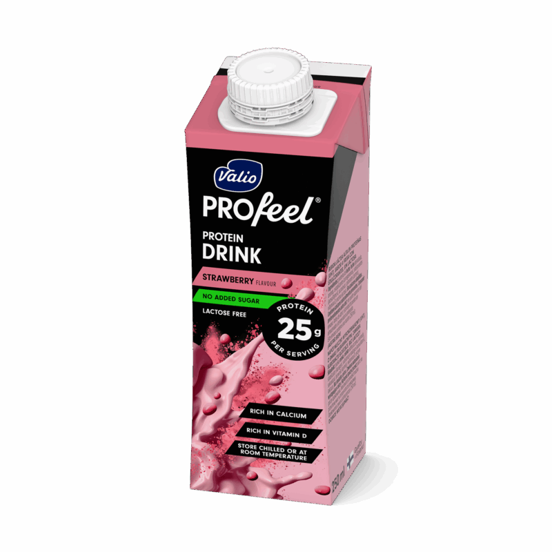 Valio PROfeel® sokeroimaton proteiinijuoma mansikkainen 250 ml UHT laktoositon
