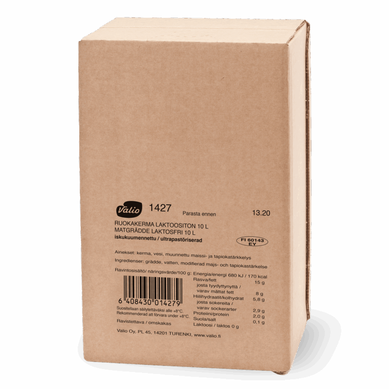 Valio ruokakerma 15 % UHT laktoositon novobox  10 l
