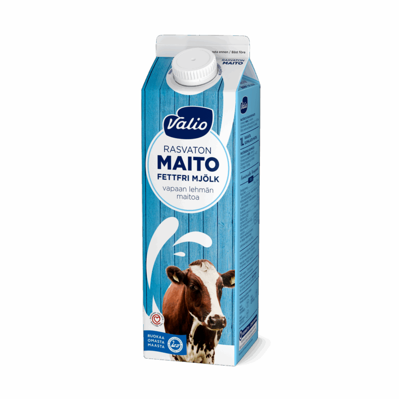 Valio vapaan lehmän rasvaton maito 1 l