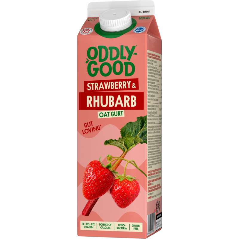 Oddlygood® kaurapohjainen gurtti 1 kg mansikka-raparperi gluteeniton