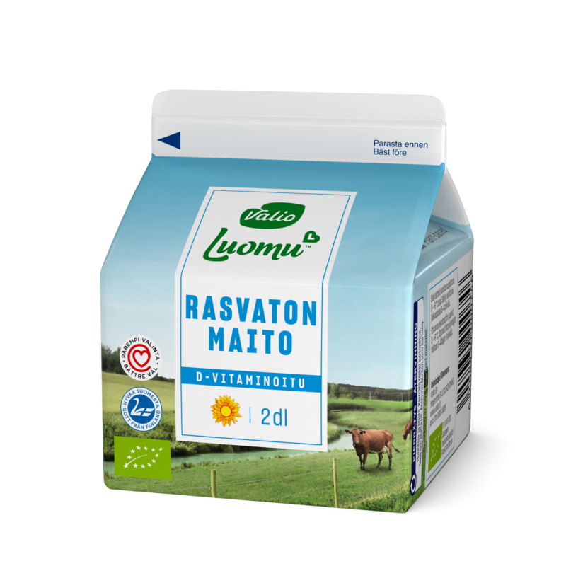 Valio Luomu™ D-vitaminoitu rasvaton maito 2 dl