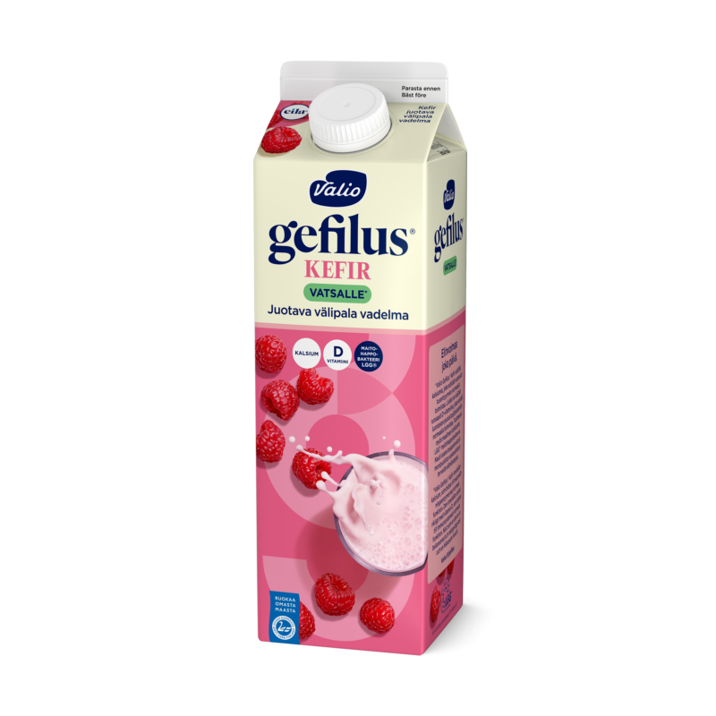 Valio Gefilus® Kefir juotava välipala vadelma laktoositon 1 kg