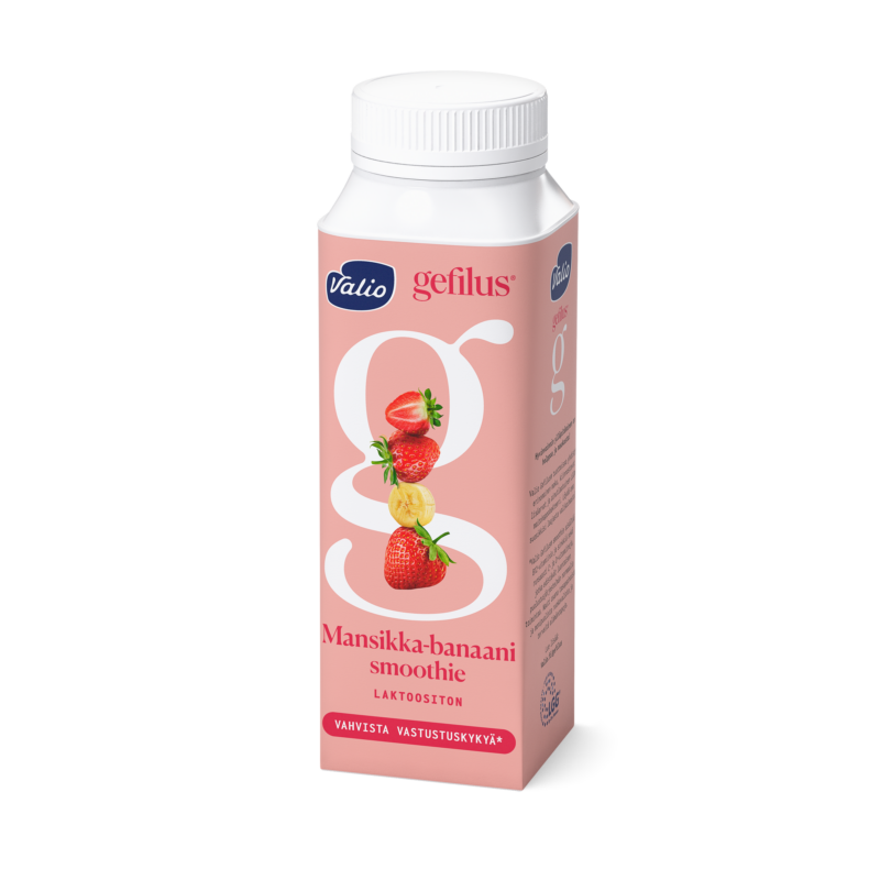 Valio Gefilus® Smoothie jogurttijuoma mansikka-banaani laktoositon 2,5 dl