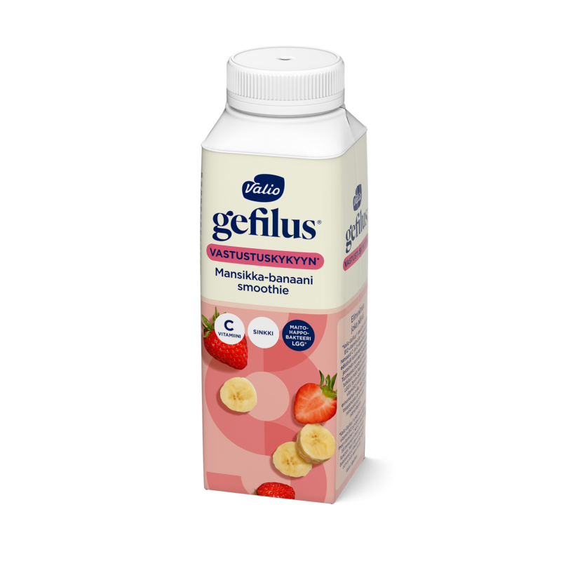 Valio Gefilus® Smoothie jogurttijuoma mansikka-banaani laktoositon 2,5 dl