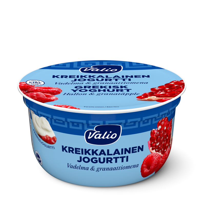 Valio kreikkalainen jogurtti vadelma-granaattiomena laktoositon 150 g
