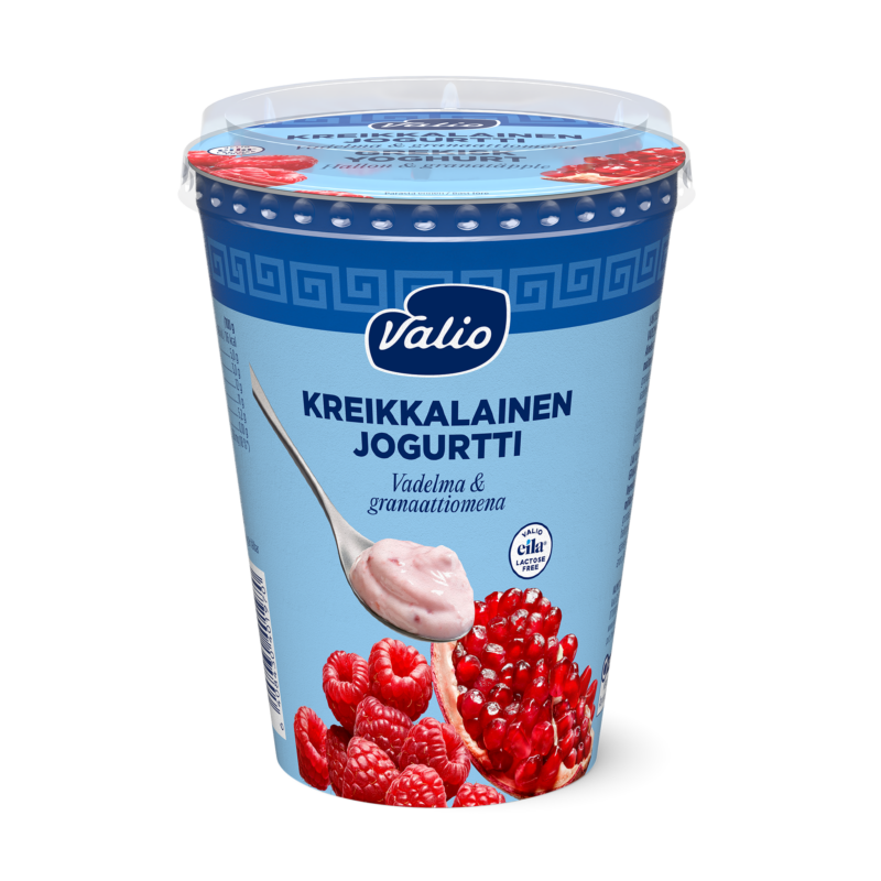 Valio kreikkalainen jogurtti vadelma-granaattiomena laktoositon 400 g