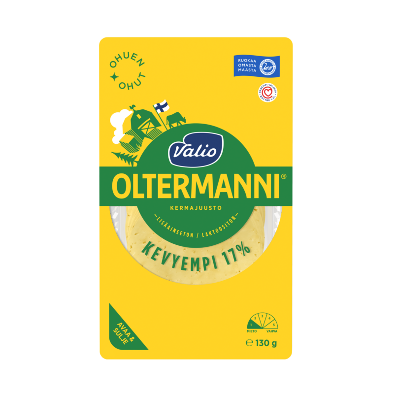 Valio Oltermanni® Kevyempi 17 % ohuen ohut kermajuustoviipale  e130 g
