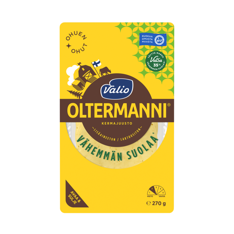 Valio Oltermanni® Vähemmän suolaa ValSa® ohuen ohut kermajuustoviipale  e270 g